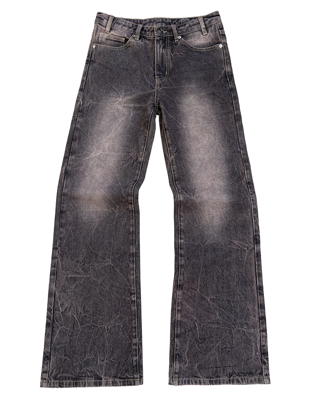 Cracked Brown Bootcut Jeans